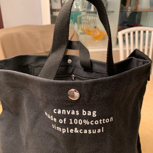 Black Canvas Tote  Large Capacity   17.7 x 5.9 x15,4 inches - Picture 3 of 4